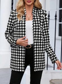 EMERY ROSE Của phụ nữ Đồ họa Houndstooth Áo vest - Đen và trắng - Xem 1