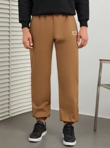 RueChic Label Decor Men's Pants - Brown - View 6