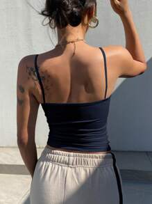 DAZY Women's Solid Color Tank Tops - Navy Blue - View 2
