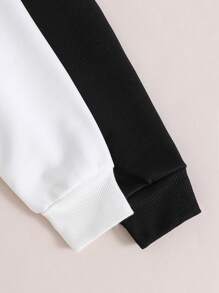 SHEIN Winter Two Pieces Outfit For Girls With Cute Bear Printed Top - Black - View 6