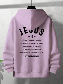 Manfinity Hypemode Nam Hoodie Với In Khẩu hiệu - Màu tím - Xem 2
