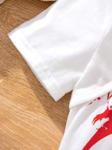 Cô gái Tween Thể thao Đường phố Dệt kim Xu hướng: Cắt giảm Ngắn tay Áo Với Tròn Đường viền cổ áo - trắng - Xem 3