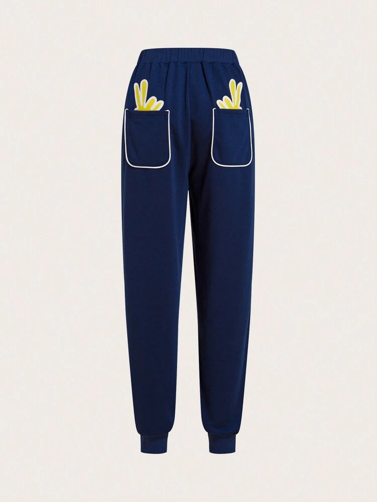 Solid Elastic Waist Sweatpants
