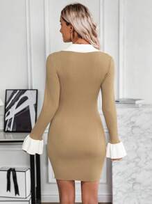 SHEIN X Bru Chiquease NỮ Áo len - Màu Khaki - Xem 2
