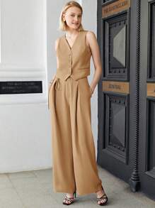 BizChic Áo khoác blazer cài nút phía trước màu trơn dành cho nữ vào mùa thu/đông - Màu Khaki - Xem 7