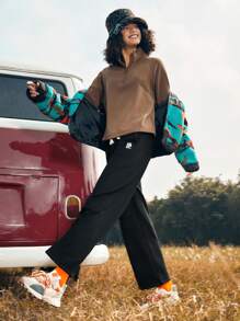 In My Nature Women's Solid Color Drawstring Waist Outdoor Pants - Black - View 4