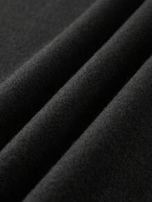 SHEIN EZwear Women's Letter Print Drawstring Hooded Fleece Sweatshirt And Sweatpants Two-piece Set - Black - View 4