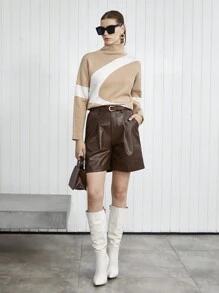 BizChic Farbblock Rollkragenpullover - Verschiedenfarbig - Übersicht 6