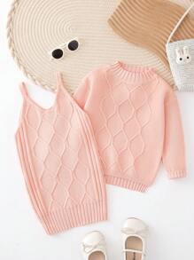New Autumn/winter Baby Girls' Sweater Set - Pink - View 1