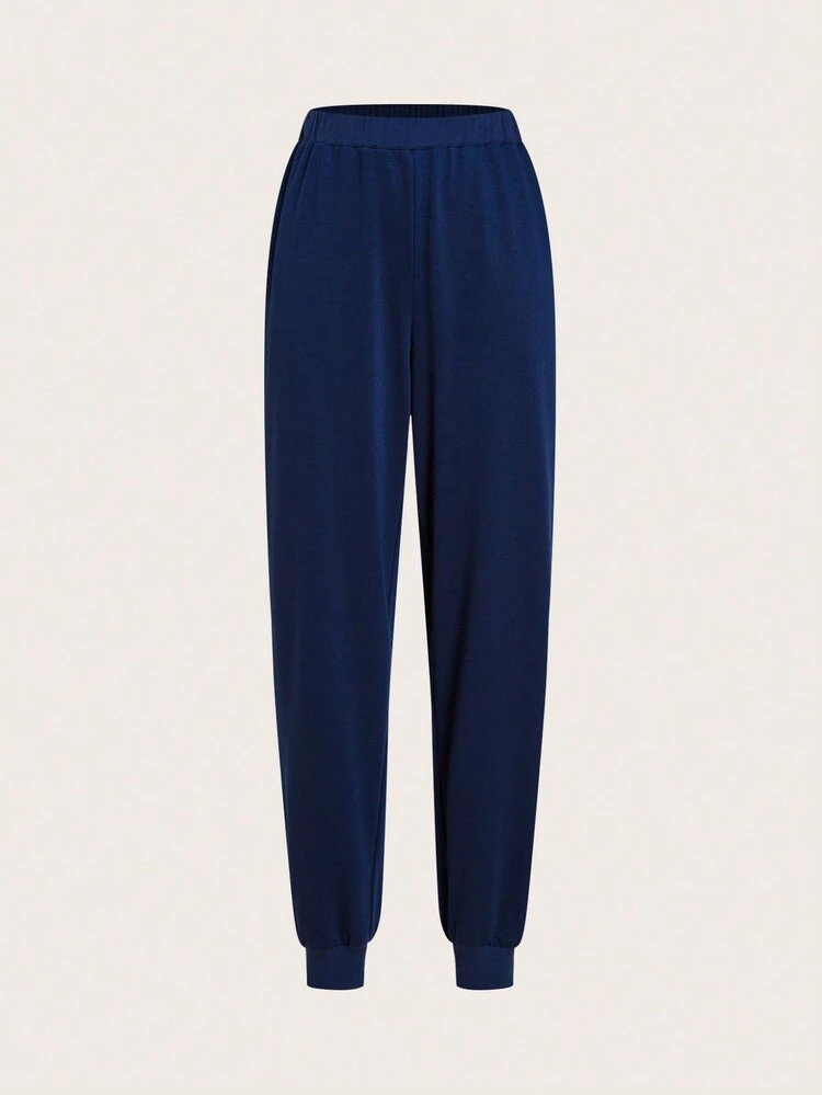 Solid Elastic Waist Sweatpants