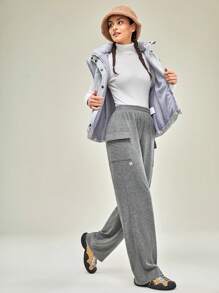In My Nature Solid Flap Pocket Side Pants - Dark Grey - View 4