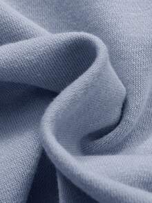 SHEIN Em bé Con trai Màu thuần Vá lại Hoodie Và Quần Chạy bộ Bộ - Màu xanh lam - Xem 7
