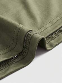 ROMWE Hippie Của phụ nữ In Trang trí ren Thon gọn Áo thun - xanh quân đội - Xem 2