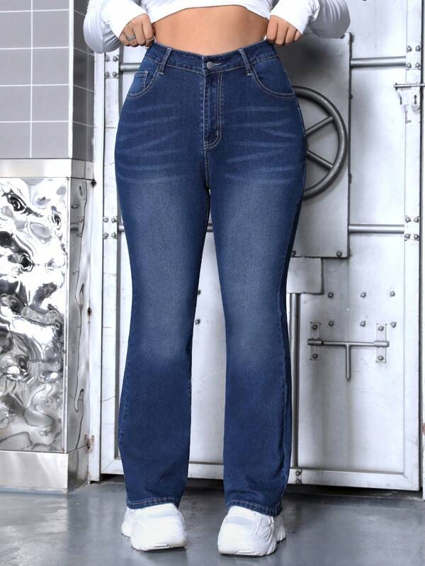 SHEIN ICON Plus Size Solid Color Jeans