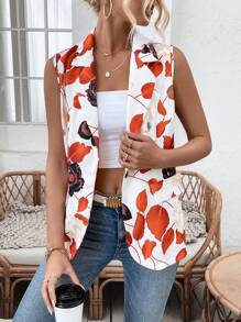 SHEIN VCAY Của phụ nữ Hoa In Áo khoác vest - Nhiều màu - Xem 6