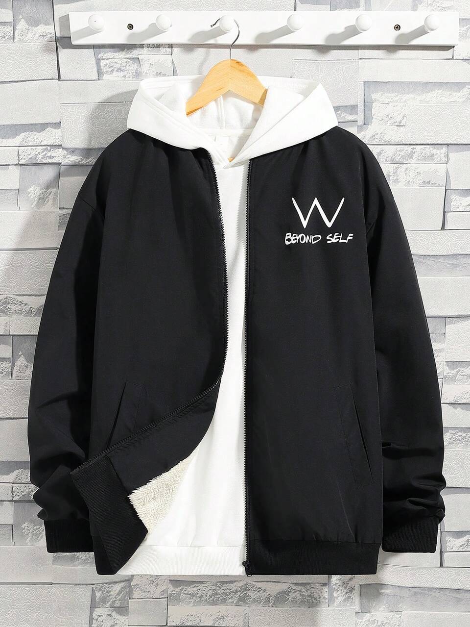 Teen Boy Letter & Figure Graphic Bomber Jacket