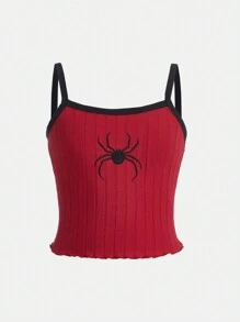 SHEIN Girlism Tween Girl Sweet And Cool Knit Colorblock Camisole Top For Daily Wear - Red - View 1