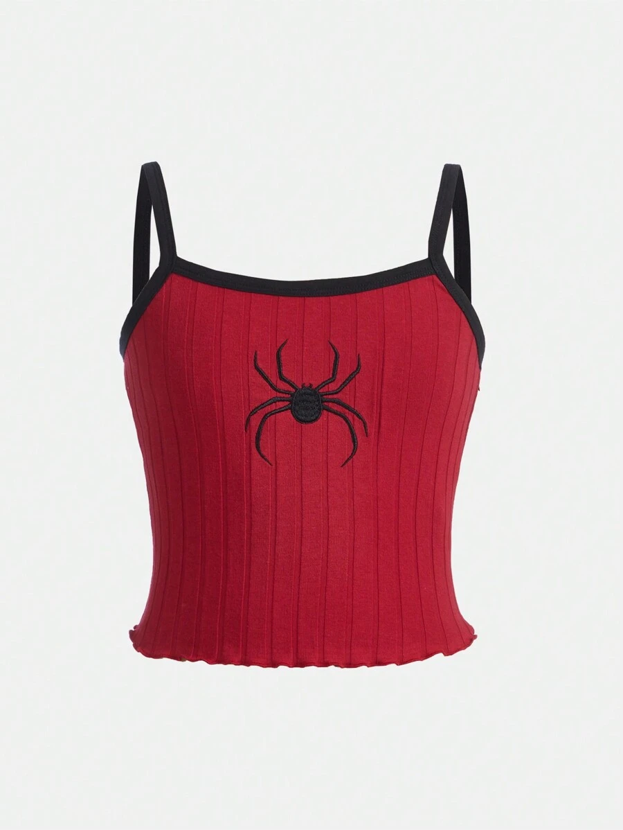 SHEIN Girlism Tween Girl Sweet And Cool Knit Colorblock Camisole Top For Daily Wear - Red - View 1