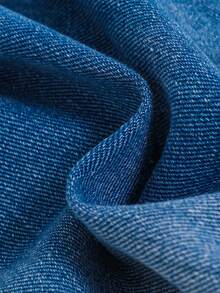 SHEIN Nhỏ bé Cô gái Nhân vật In Quần yếm Denim - Rửa trung bình - Xem 8