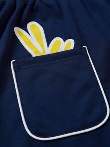 SHEINNeu Solid Elastic Waist Sweatpants - Blue - View 4