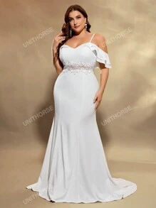 LUNE Women's Lace Strappy  Mermaid Wedding Dress