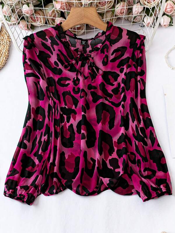 SHEIN Privé Women's Plus Size Leopard Print Shirt | SHEIN USA