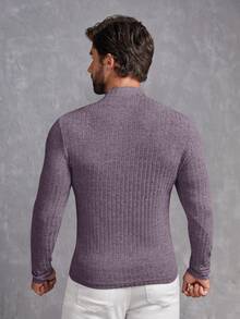 GENTILAND Nam Dệt kim Tay áo dài Áo thun - Bụi tím - Xem 4