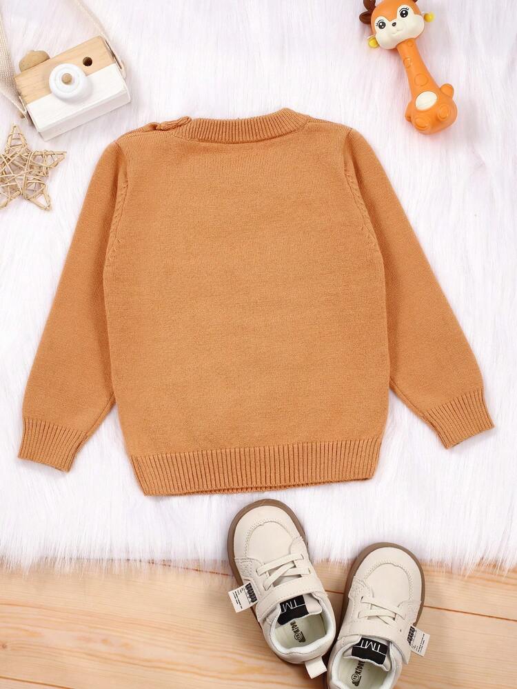 Infant Boys' Cartoon Pattern Button Detail Sweater