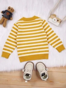Baby Boys' Bear Pattern Striped Pull-over Sweater - Yellow - View 2