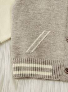 Trẻ sơ sinh Con trai Áo len Mở Với Lá thư Mô hình Raglan - Màu Xám nhạt - Xem 6