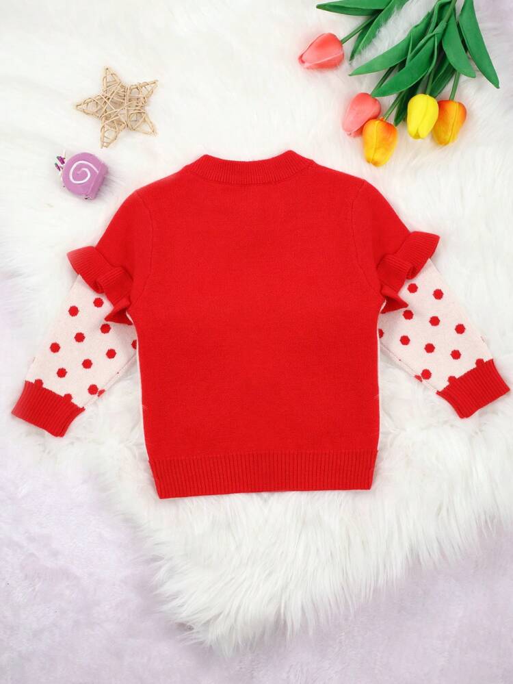 Baby Girls' Color Block Polka Dot Pattern Cardigan Sweater