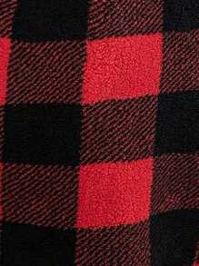 SHEIN Franclia 加大尺碼水牛格紋印花下垂肩外套 - 紅色 - 查看 6