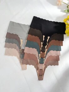 12 件/包 女式經典弧形丁字褲內褲 - 彩色 - 查看 2