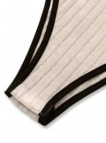 SHEIN Unity 2 件女式拼色飾邊連身衣 - 彩色 - 查看 3