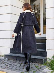 EURMUSE Women'S Long Shearling Coat For Warmth - Black - View 2