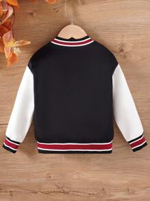 SHEIN Veste Brodée Décontractée À Manches Longues Et Cool De Style Coréen Pour Petites Filles D'automne