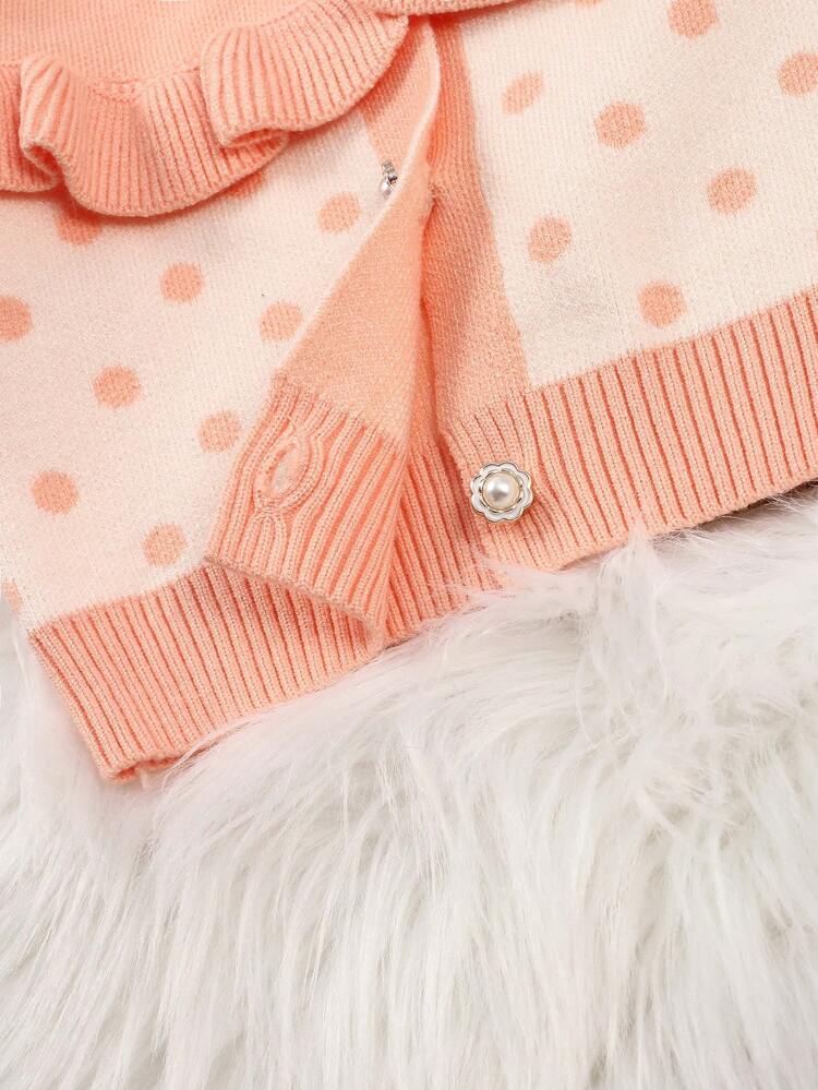 Baby Girls' Polka Dot Print Lace Edge Cardigan