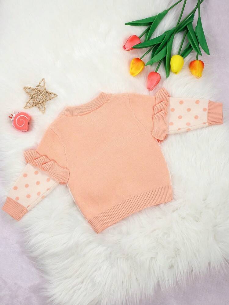 Baby Girls' Polka Dot Print Lace Edge Cardigan