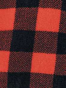 SHEIN Franclia Hơn In kẻ sọc Buffalo Cổ áo Flannel áo - Đỏ - Xem 7