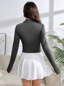 SHEIN Unity 女款拉鍊前長袖外套 - 灰色 - 查看 2