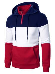 Manfinity Homme Men Color Block  Pocket Drawstring Hoodie - Multicolor - View 1