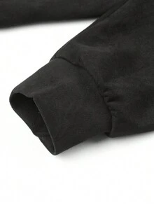 Chaqueta Con Capucha De Cordón Y Color Sólido Para Hombre - Negro - Ver 3
