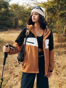 In My Nature Women's Contrast Outdoor Jacket - Mocha Brown - View 4