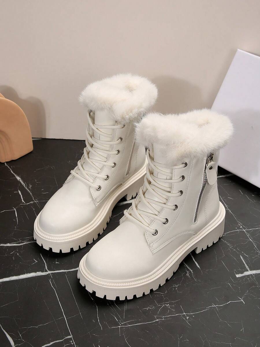 Women's Warm Winter Outdoor Ankle Boots With Plush Lining, Go With