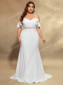 LUNE Women's Lace Strappy  Mermaid Wedding Dress
