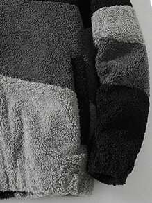Jaqueta casual de lã Sherpa com blocos de cor para homens no inverno