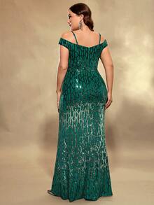 閃亮吊帶正式派對禮服 - 墨綠色 - 查看 2
