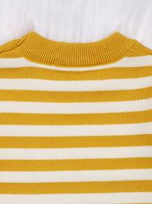 Baby Boys' Bear Pattern Striped Pull-over Sweater - Yellow - View 4