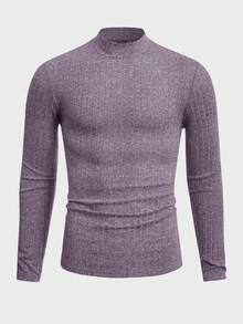 GENTILAND Nam Dệt kim Tay áo dài Áo thun - Bụi tím - Xem 2