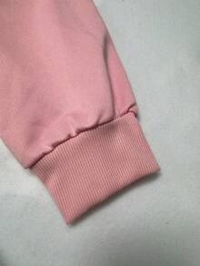 Plus Halloween Print Drop Shoulder Sweatshirt - Baby Pink - View 3